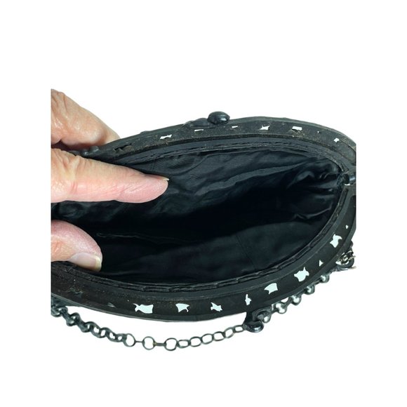 1930s celluloid love birds frame crocheted handbag with chain handle - Picture 4 of 8